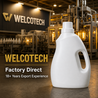 Bouteille de liquide à lessive en HDPE imprimée sur mesure, grande capacité 5L avec poignée, OEM ODM acceptés, minimum 1000 pièces