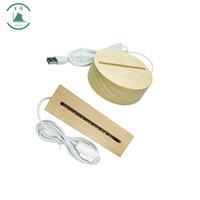 Support de base en bois 3D LED pour veilleuse en verre cristal, avec câble USB, cadeau original, directement de l'usine