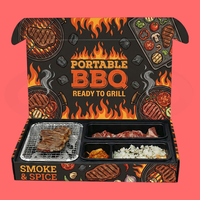 Kit de barbecue instantané jetable biodégradable et écologique, avec poignée, portable, prêt à l'emploi, en papier et charbon de bois