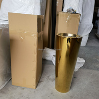 Pot Bunga Silinder Modern Stainless Steel Warna Emas Ukuran Besar untuk Dekorasi Taman, Tahan Lama