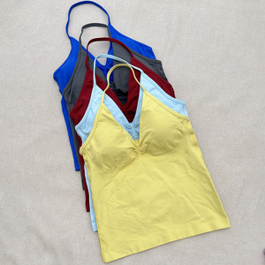 Top <span class=keywords><strong>Deportivo</strong></span> de Yoga sin Costuras para <span class=keywords><strong>Mujer</strong></span>, Cuello Halter Profundo en V, Compresión Ajustada, para Correr, Entrenamiento, Fitness, Venta al Por Mayor - Product Image 5