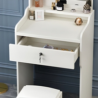 Coiffeuse moderne rose haut de gamme pour chambre à coucher, simple et élégante, avec miroir et tiroir de rangement