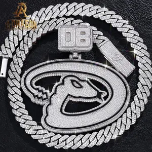 15-20MM 925 özel VVS Moissanite büyük Hip Hop Mens rapçi elmas zincir kolye kolye seti çift sıra küba bağlantı zinciri