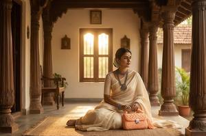 Bolso Trenzado de Mano Hecho a Mano Color Durazno, Lujoso, Étnico y Elegante con Perlas, Dos Correas, Bolso de Hombro Boho, Tejido de Cordón de Algodón, ¡Súper Precio! - Product Image 5