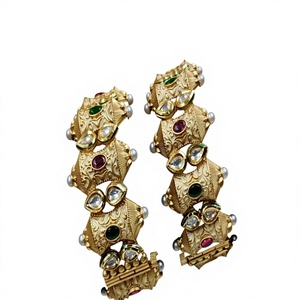 Exquisite Premium Quality Brass Gold Plated Moissanite Two Set Of Openable Bangles For Women & Girls For Wedding Wear Collection - Product Image 2
