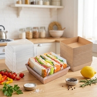 Boîte d'emballage alimentaire jetable en carton raffiné, avec couvercle en papier kraft, pour sandwichs à emporter et plats à emporter de type traiteur