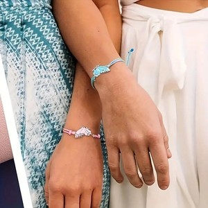 Nouveau Bracelet Papillon Coloré Effet Goutte d'Huile pour Femme, Bracelets d'Amitié BFF Tressés, Bijoux - Product Image 4