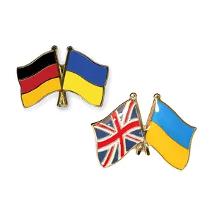 定制标志定制德国和乌克兰国旗胸针别针翻领别针徽章背包别针胸针徽章