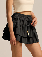 Jupe-short personnalisable pour femme avec cordon de serrage, style européen et américain, taille haute, ornée de perles, nouvelle collection été