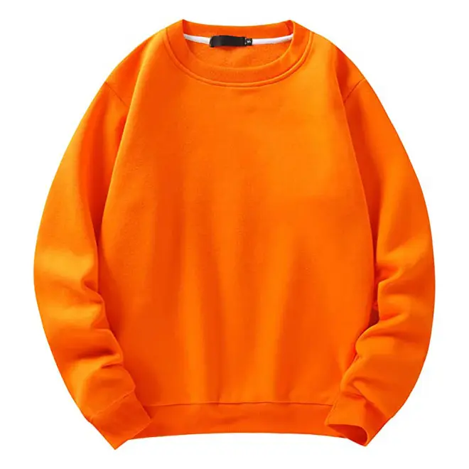 Wholesale High Quality Cheap Long Sleeves Fleece Women's Plain Baggy Orange Girls Pullover Sweatshirt Without Hood