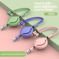 Cable de Carga Rápida Retráctil 3 en 1 USB-A con Revestimiento de TPE, Transferencia de Datos Rápida y Portátil para Viajes, Auto y Oficina