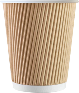 Gobelets à café en papier ondulé jetables Gianty, écologiques, biodégradables, recyclables, avec couvercles, impression personnalisée, 500 pièces, modernes - Product Image 1