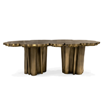 Table de cuisine nordique de luxe pour 8 personnes, tables à manger exclusives en laiton poli patiné pour salle à manger moderne