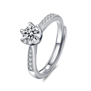 Anillo de Compromiso <span class=keywords><strong>Solitario</strong></span> de Plata de Ley 925 de Lujo XJZ043 con Diamante Moissanita de 0.5ct, Corte Brillante Redondo, para Mujer, Joyería Fina - Product Image 1