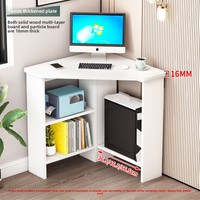 Escritorio de Estudio Minimalista de Madera Maciza, Escritorio de Esquina Triangular para Computadora, Mesa Pequeña para el Hogar o la Escuela con Partición