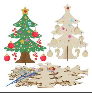 1 Juego de Árbol de Navidad de Madera Ecológico Personalizable, Manualidades para Niños, Decoración Navideña para Interiores del Hogar - Product Image 1