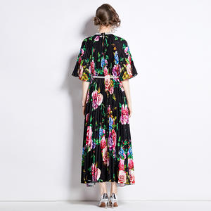 Sens supérieur transfrontalier de grande taille pour <span class=keywords><strong>femmes</strong></span> impression perles lourdes robe longue plissée jupe plissée tempérament Drees <span class=keywords><strong>femmes</strong></span> - Product Image 5