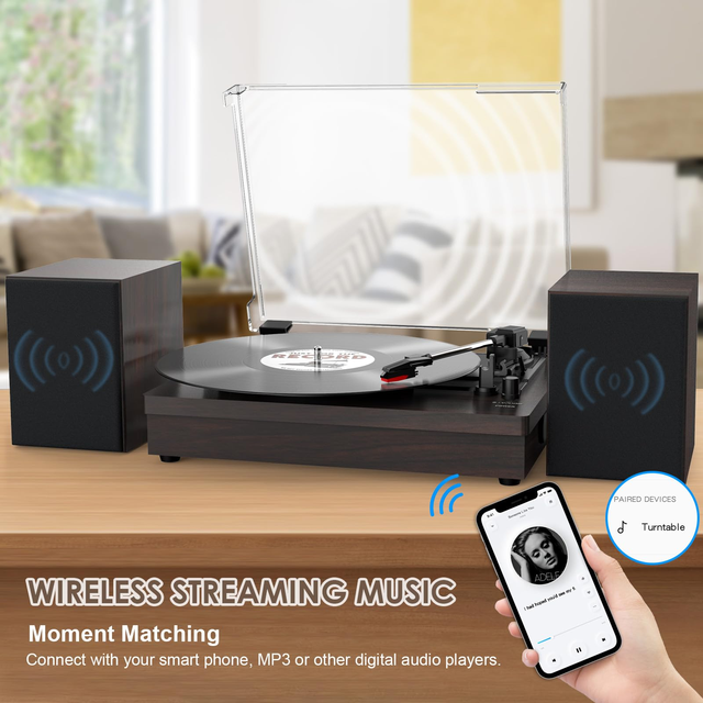 Hot Sale Stereo Speakers Wireless Blue Tooth Player Turntable Vinyl Record Player Phonograph Customer Design