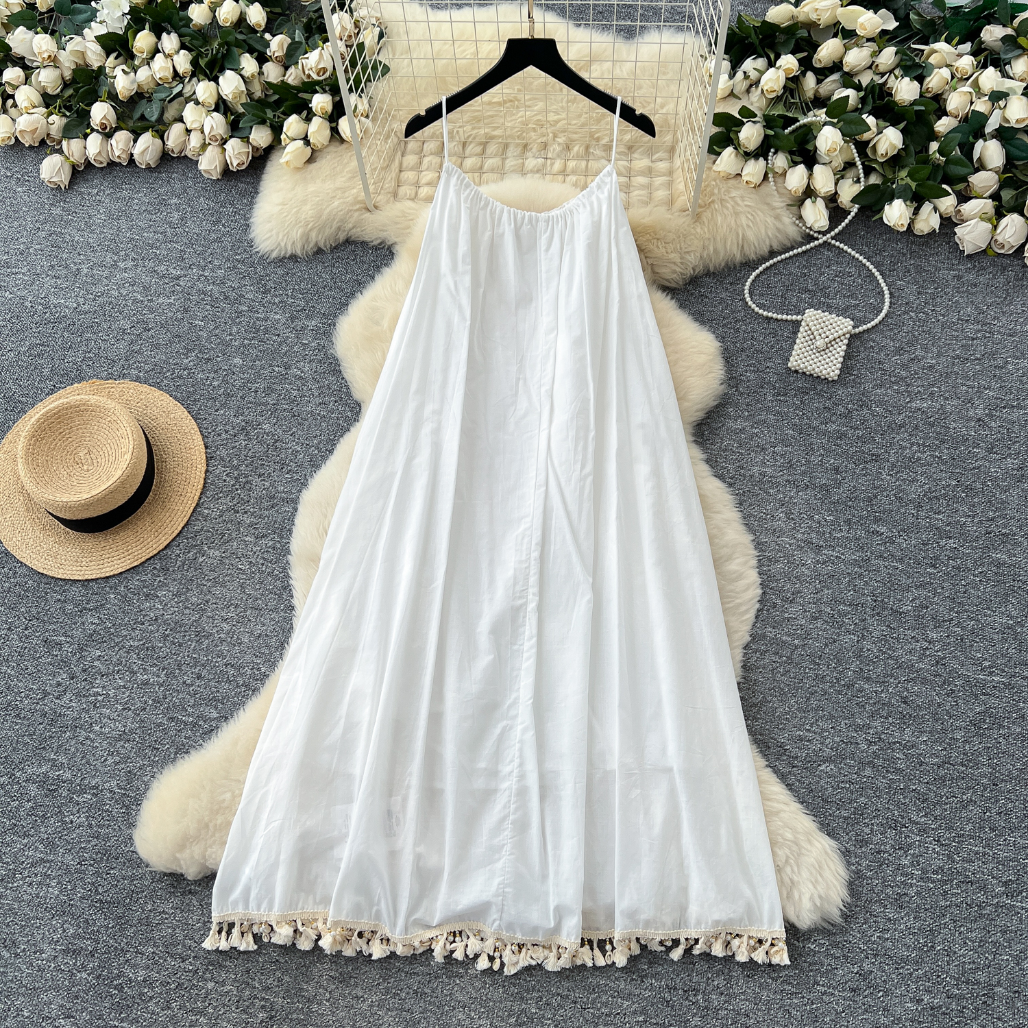 knee length dresses for ladies BIAS SHIFT MIDI DRESS WITH LACE DETAILING main image 0