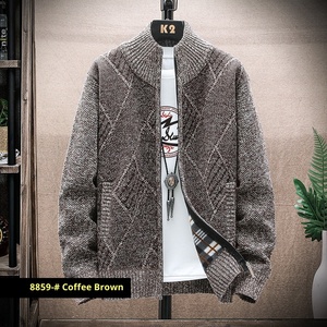 2025 autunno vendita calda Cardigan da <span class=keywords><strong>uomo</strong></span> maglione con collo foderato in pile giacca taglie forti abbigliamento maschile - Product Image 6