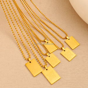 Collier personnalisé en forme de barre rectangulaire, plaque de nom en or sur mesure, bijoux avec message d'amour gravé, collier avec pendentif citation inspirante - Product Image 3