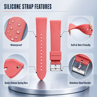 Bracelets de montre premium pour hommes, en silicone, à changement rapide, design sportif, avec stock disponible et support de présentation en magasin