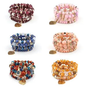 Colorful Beaded Bracelet Stack, Heishi Bead Bracelet for Women, Boho Jewelry  Set for Girls, Birthday Gift for Teen Girl, Name Bracelet Mom 
