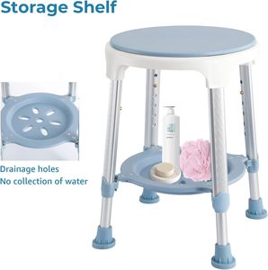 Tabouret de bain réglable avec plateau de rangement - Convient aux personnes âgées et aux adultes utilisant la <span class=keywords><strong>douche</strong></span> ou le bain - Product Image 3