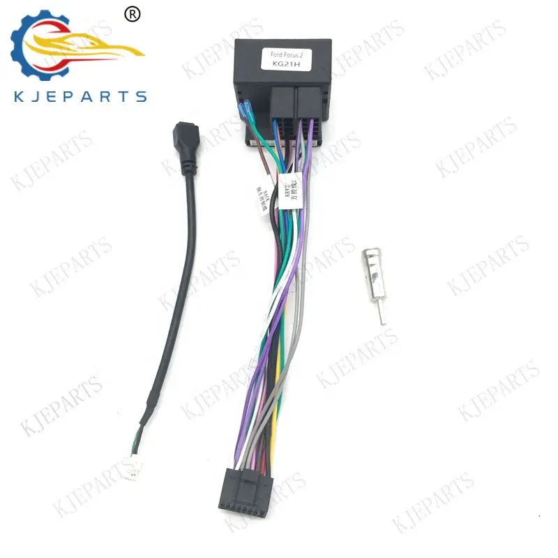 Car Aftermarket Stereo Wire Harness Power/Speaker And USB Connectors Fit For Fords Focus