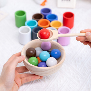 Montessori Wooden Toys Rainbow <strong>Ball</strong> Color Cups Cognition Matching <strong>Sorting</strong> <strong>Games</strong> Fine Motor Training Early Education Learning Toy - Product Image 4