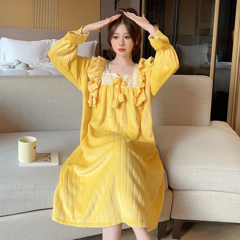 sachin and babi light blue dress Long Sleeve Soft Gown Sleepwear Dagsmejan Women Night Dress Winter Night  Melange Xs Merino Wool