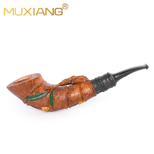 MUXIANG Hand Carved Briar Wood Tobacco Pipe Free Type 3mm Filter Men's Style Smoking Pipe - Product Image 3