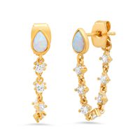 Boucles d'oreilles en argent 925 Gemnel, faites à la main, plaquées or 18 carats, avec opale Tai et zircon, vente en gros