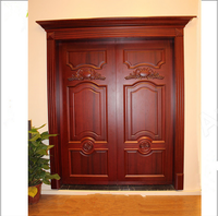 Porte double en bois massif haute sécurité avec finition en bois de séquoia, design moderne, verrouillage multipoints, isolation acoustique pour usage hôtelier
