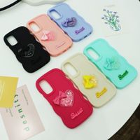 Coque de Téléphone Fille Mignonne avec Décoration Arrière en Forme de Cœur 3D pour iPhone, Vivo, Oppo, Samsung, Xiaomi, Infinix
