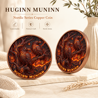Pièce de monnaie en cuivre pur 999 de 1 oz, cadeau créatif, série animale mythologie nordique, pièce de monnaie en cuivre colorée en relief, édition de collection