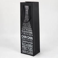 Sac d'emballage pour vin en papier flexographique noir personnalisé de luxe, sacs en papier argentés pour vin, pour emballage cadeau de vin