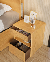 Table de chevet moderne minimaliste écologique en bois massif, design nordique, 2 tiroirs, rangement ouvert pour meubles
