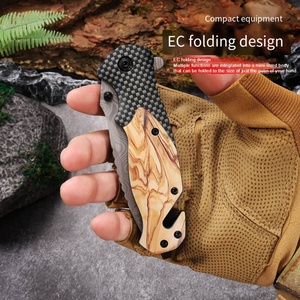 Mini couteau de poche à lame pliante en acier inoxydable 3CR13 ultra-affûtée, manche en ABS couleur bois, longueur totale 20,5 cm, idéal pour le camping - Product Image 3