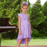 Robe de soirée nouveau style adorable tenues de fête pour bébés et enfants robes en tissu doux pour les filles d'été robe à paillettes à une épaule