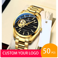 En stock 1 pièce, logo personnalisé, 50 Chenxi 8806, fabricant OEM ODM, design de cadran de luxe, montre-bracelet automatique mécanique pour homme