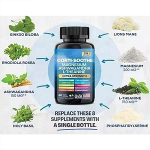 Toptan Corti-soothe Magnezyum Aşvaganda L-Teanin Kapsülleri Yetişkin Kullanımı İçin - Bağışıklık ve Uyku Desteği - Product Image 2