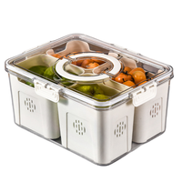 Hete groente- en fruitorganizer, plastic koelkast opbergbox met afdruipbak, keuken- en koelkastorganizer