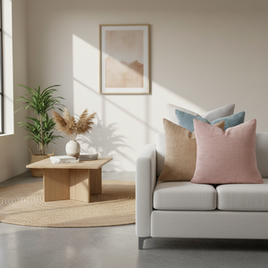 Set di 4 Federe per Cuscini Quadrate in Ciniglia Morbida Boho Verde Chiaro/Rosa 18x18, Copricuscini Testurizzati - Product Image 2