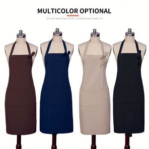 Customized Logo Woven Unisex <b>Kitchen</b> <b>Apron</b> Anti-Oil Waterproof Polyester Neck Strap Chef Cooking Pocket Needle Restaurant Bar - Product Image 4