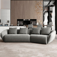 Sofá seccional Chesterfield moderno de mediados de siglo, diseño circular de tela con forma de luna para sala de estar, oficina, Vestíbulo de Hotel