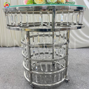 Colgante de cristal plateado redondo moderno de lujo, mesa de pastel de acero inoxidable, 75cm, modelo de marca MaiLai, ML-CT24 para eventos de fiesta de boda - Product Image 2