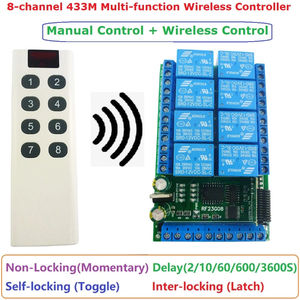 Módulo de Relé Manual Multifunción RF23G08 TB455 8CH 433M, Kit de Control Remoto Inalámbrico RF, DC 5V/12V/24V B331 - Product Image 2