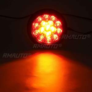 2 ou 4 pièces, feux arrière ronds 12V 16 LED ambre/rouges pour voiture, feux de brouillard arrière, feux stop, feux de recul pour camion, remorque, poids lourd - Product Image 5