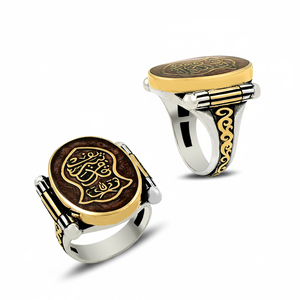 925K Sterling <b>Silver</b> Enamel Art Nalain Shareef <b>Men</b> <b>Ring</b> - Product Image 2